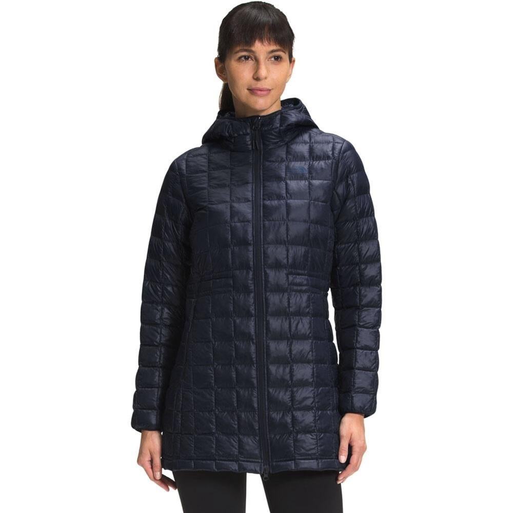The North Face Navy Thermoball Eco Hooded Long Parka Jacket Womens Small Quilted